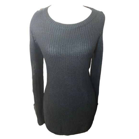 Lovemarks Anthropologie Lovemarks green loose knit sweater long sleeves with hol - Picture 1 of 9